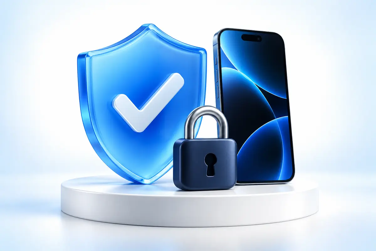 Escudo azul, candado y teléfono que representan el uso responsable de los accesos.